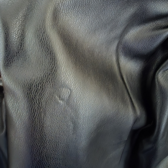 Grey Collective Short Sleeve Black Faux Leather Ruffled Mini Dress - Picture 9 of 13